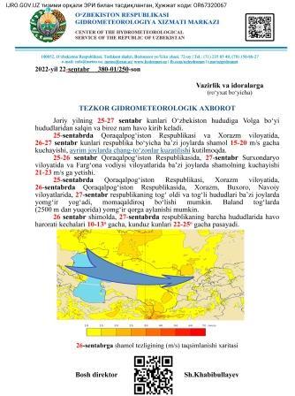 TEZKOR GIDROMETEOROLOGIK AXBOROT