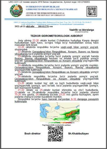 TEZKOR GIDROMETEOROLOGIK AXBOROT