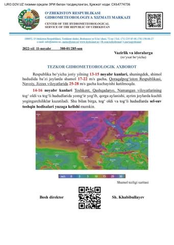 TEZKOR GIDROMETEOROLOGIK AXBOROT