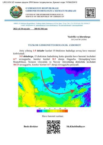 TEZKOR GIDROMETEOROLOGIK AXBOROT