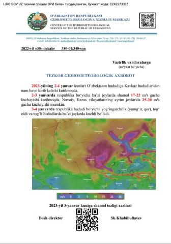 TEZKOR GIDROMETEOROLOGIK AXBOROT