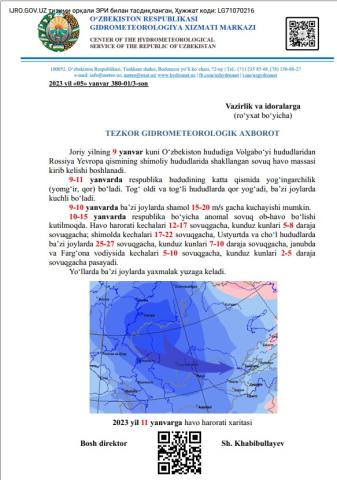 TEZKOR GIDROMETEOROLOGIK AXBOROT