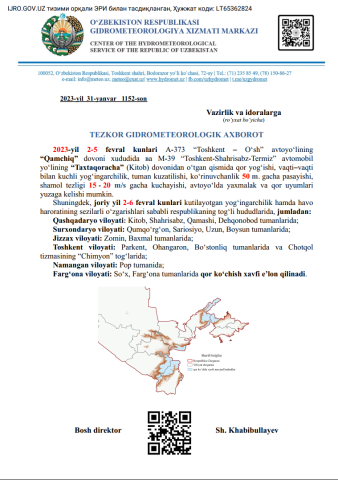 TEZKOR GIDROMETEOROLOGIK AXBOROT!