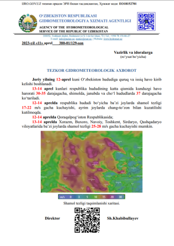 TEZKOR GIDROMETEOROLOGIK AXBOROT